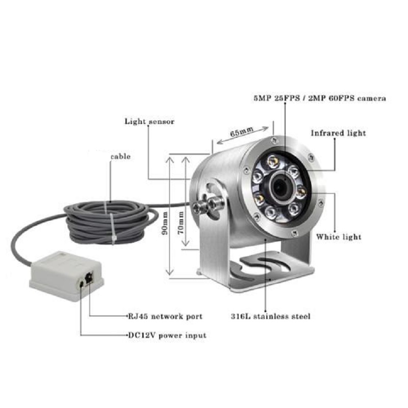 Underwater camera IP Ф70mm w/ 20m kable /2MP resolution /2.8mm Fix lens