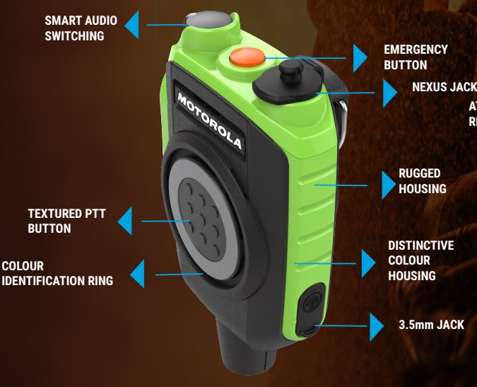NS750 Impress omni with large front PTT, Nexus, 3,5 mm, Long cable(Nexus Auto detection for Savox and Peltor accessories )